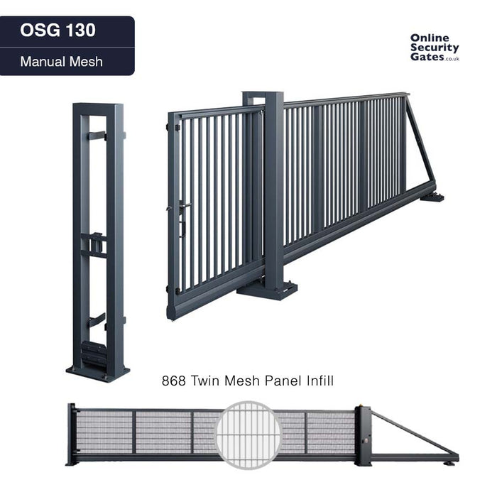 OSG 130 Manual Mesh 6m to 9m - Commercial & Industrial Sliding Gate