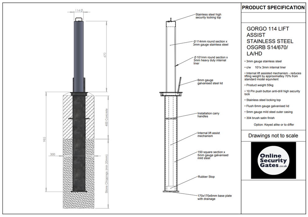 GORGO 114 LIFT ASSIST STAINLESS STEEL