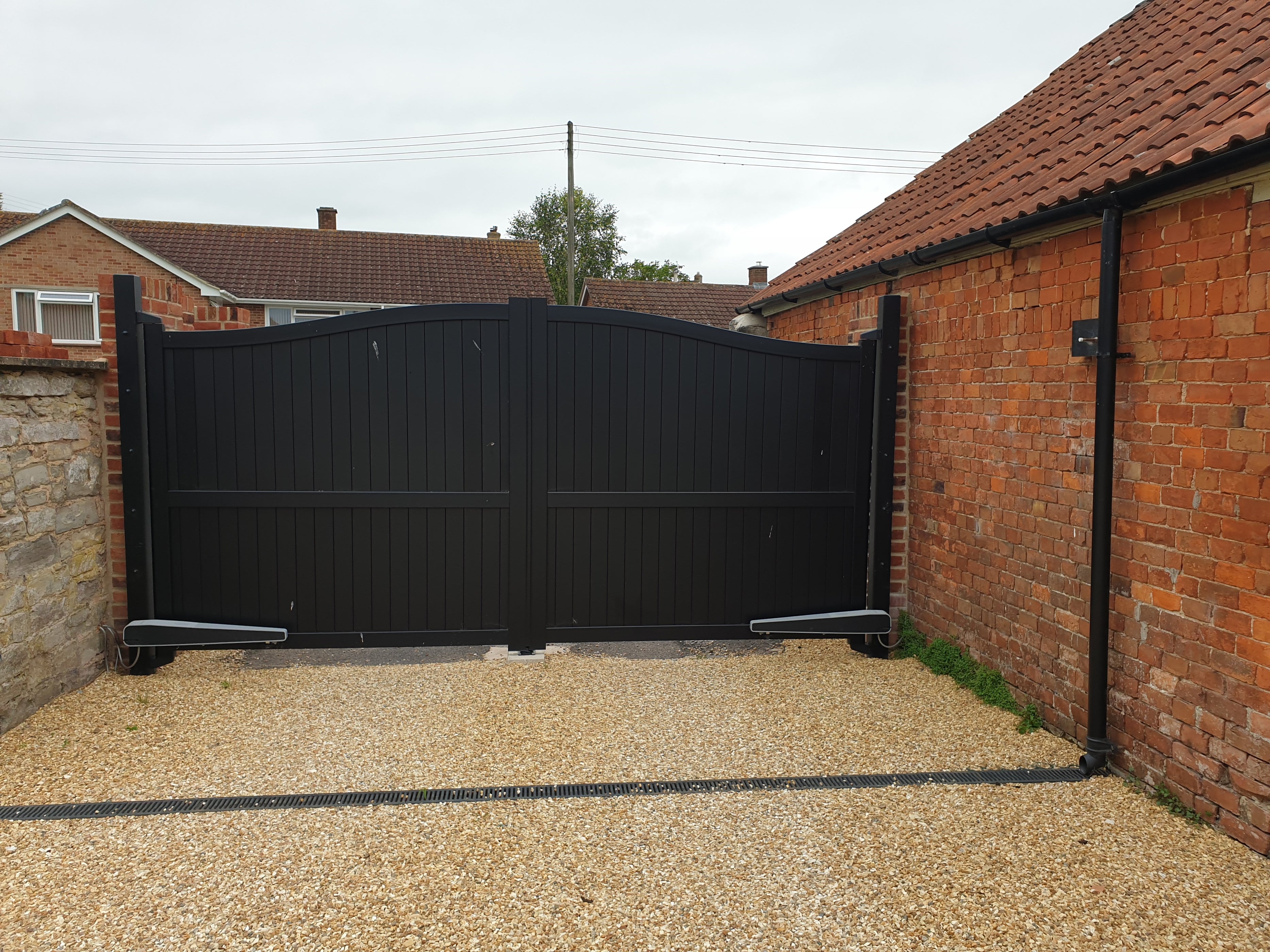 The Abbey - Aluminium double swing gate with vertical solid infill - B ...