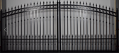 Ornate aluminium double swing gate - Curved top