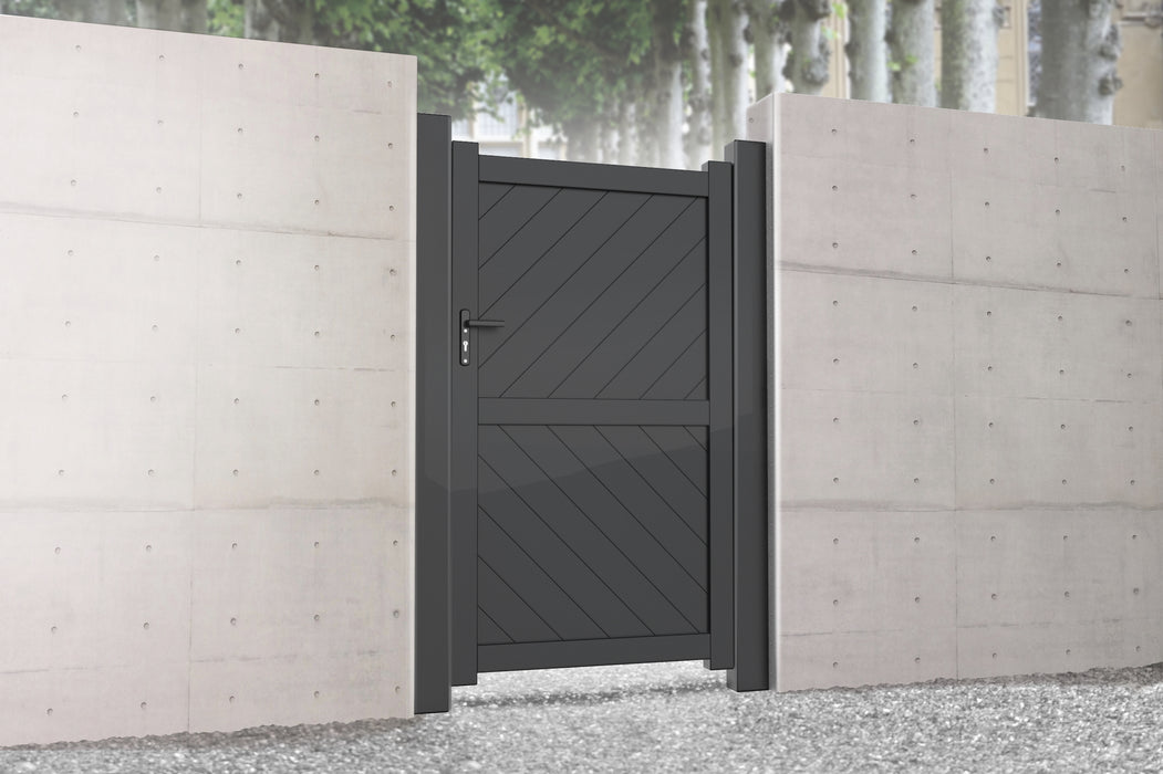 Aluminium Pedestrian Gate with Diagonal Solid Infill 